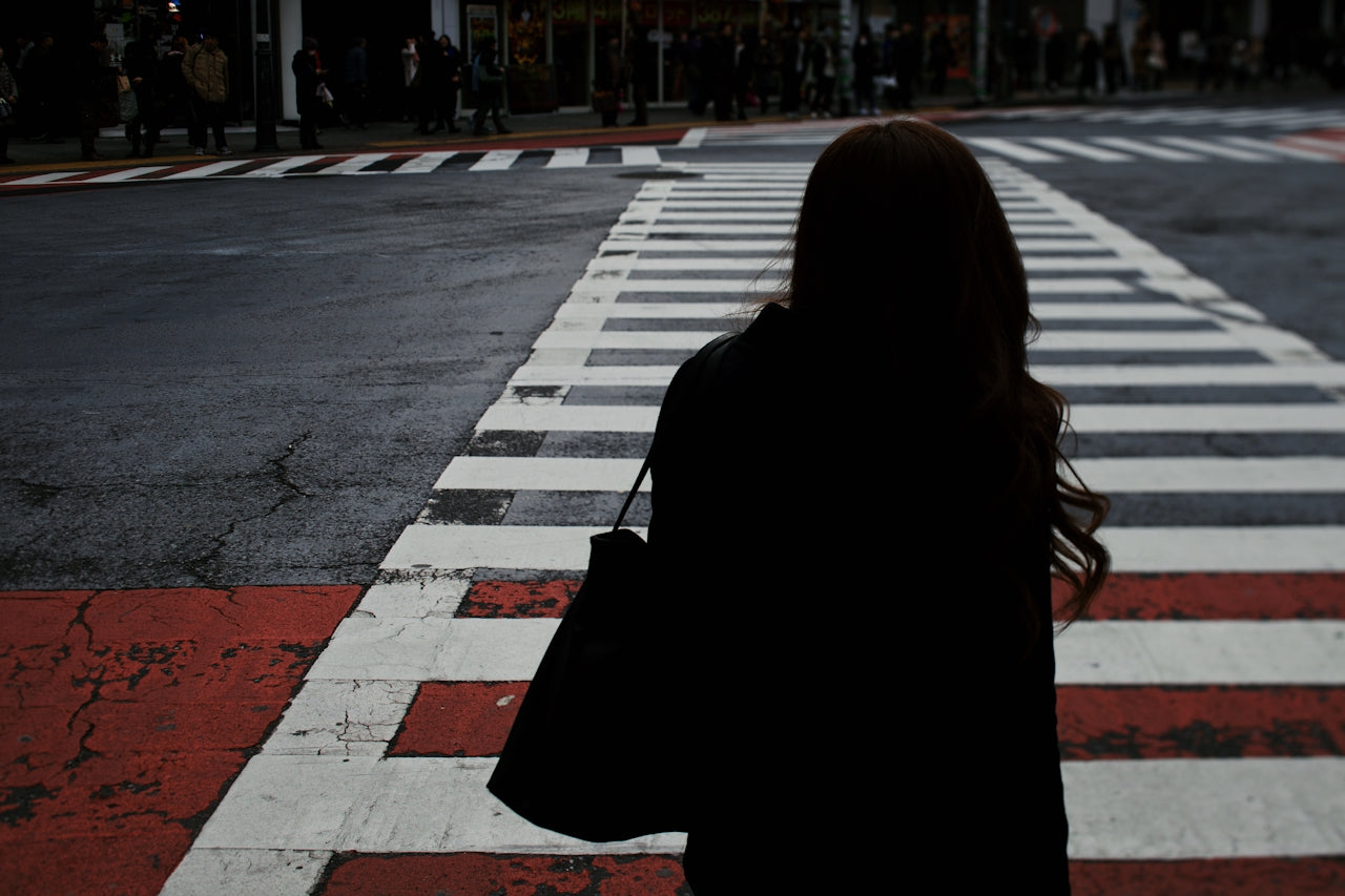 woman walking on street