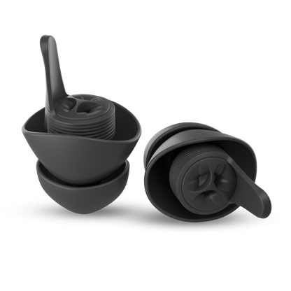 A pair of everyday earplugs in Black