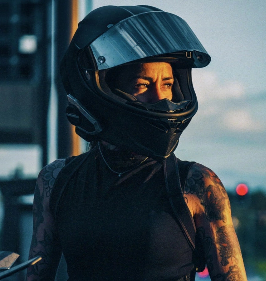 girl wearing the motorcycle earplug by earpeace